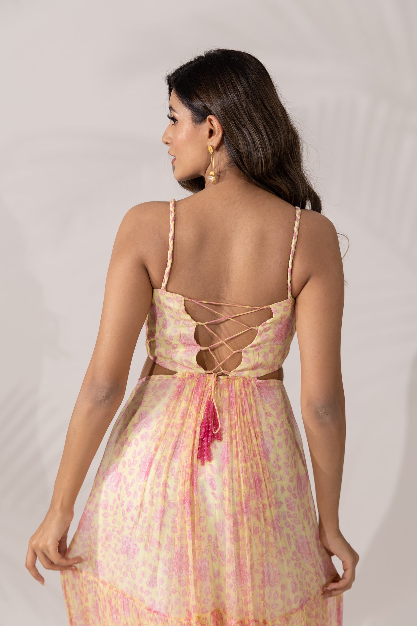 Daffodil Maxi Dress with Braided Straps & Side Cutouts