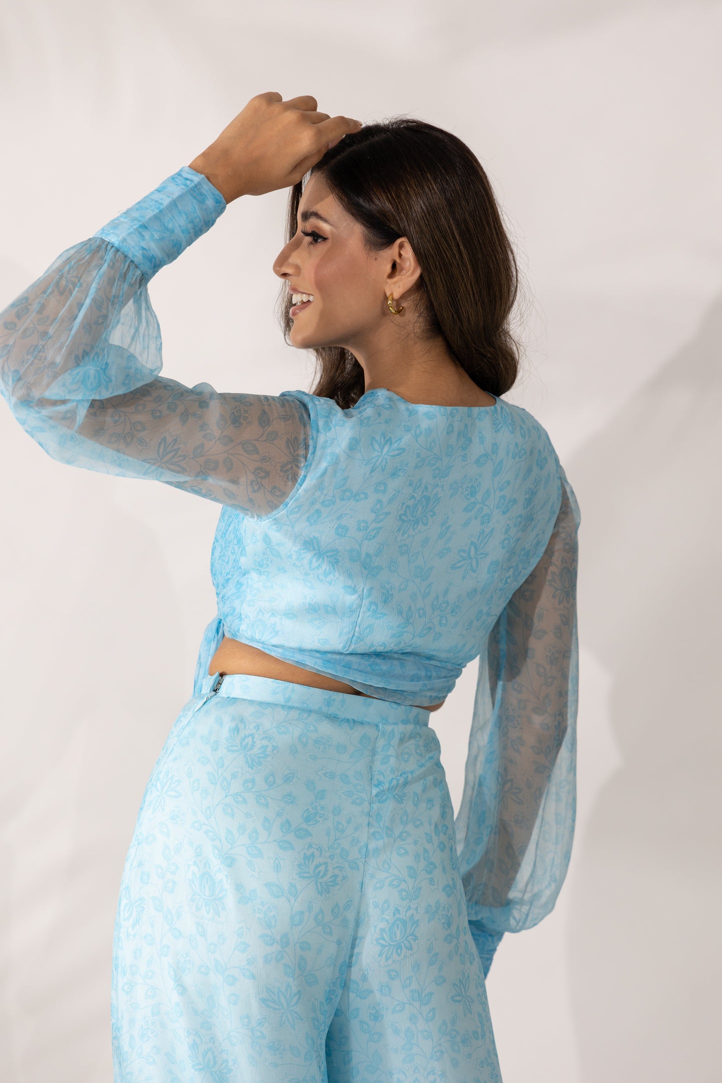 Himalayan Poppy Wrap Crop Top with Tie-Up