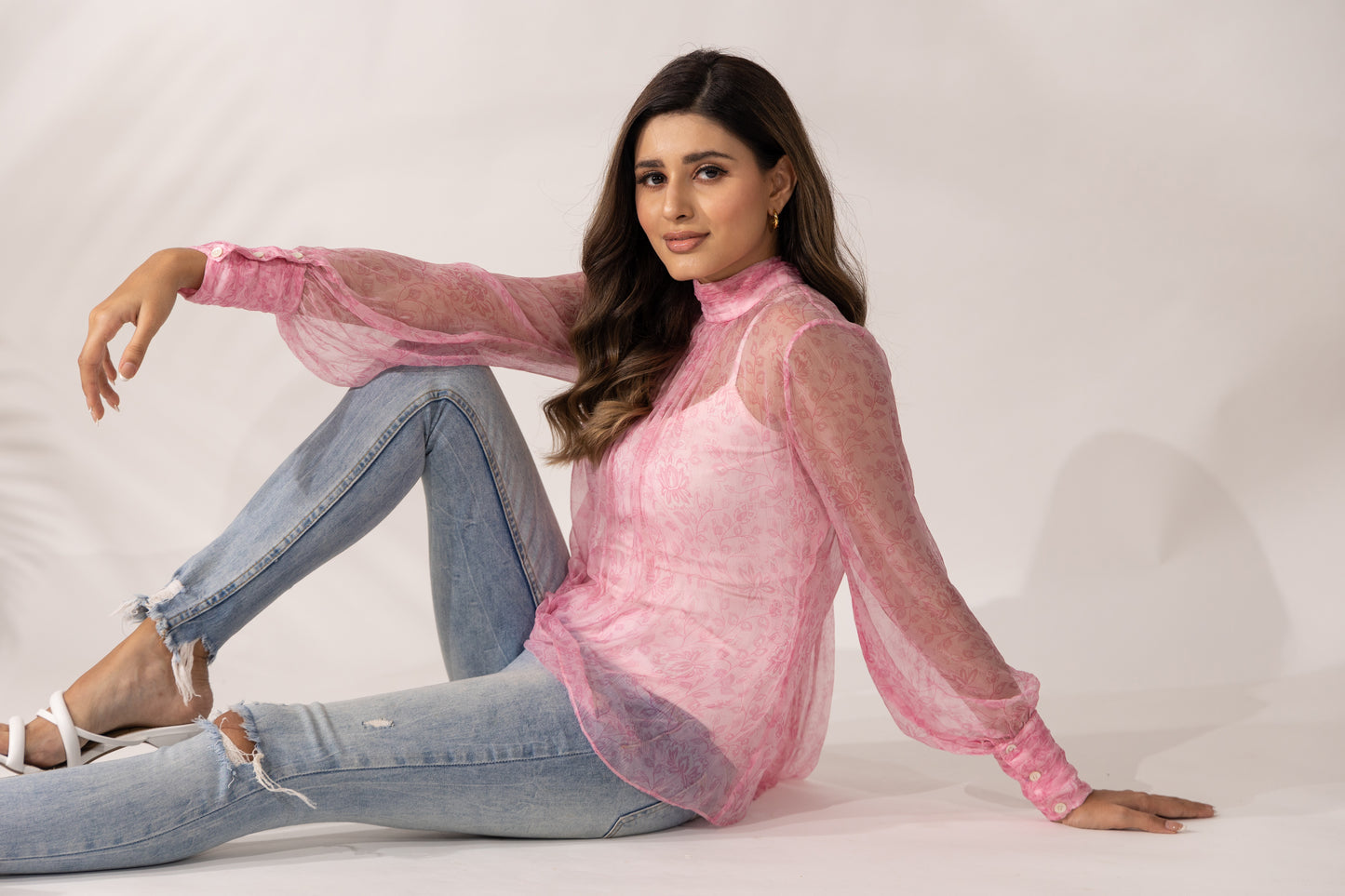 Cherry Blossom High-Neck Top