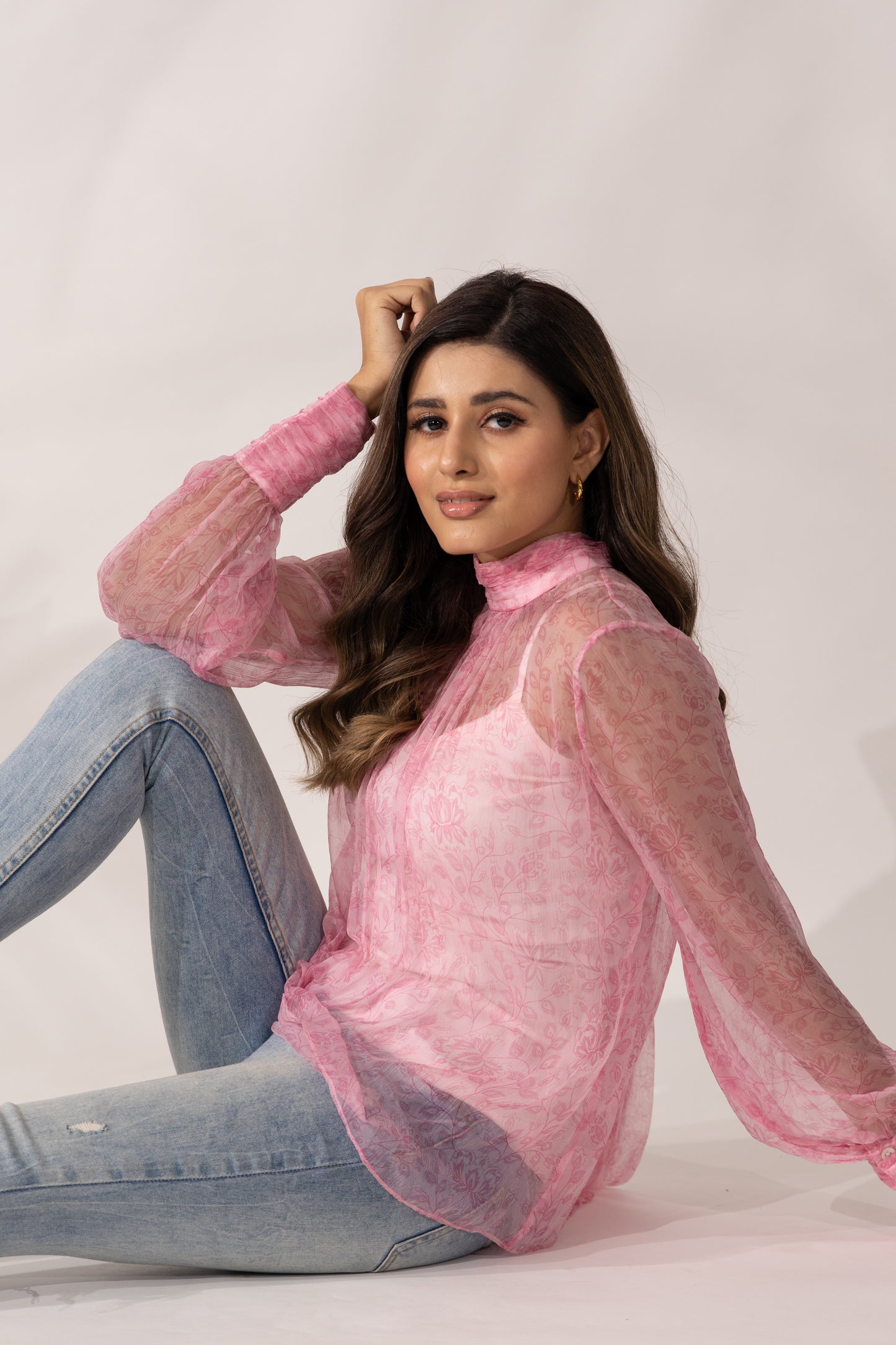 Cherry Blossom High-Neck Top