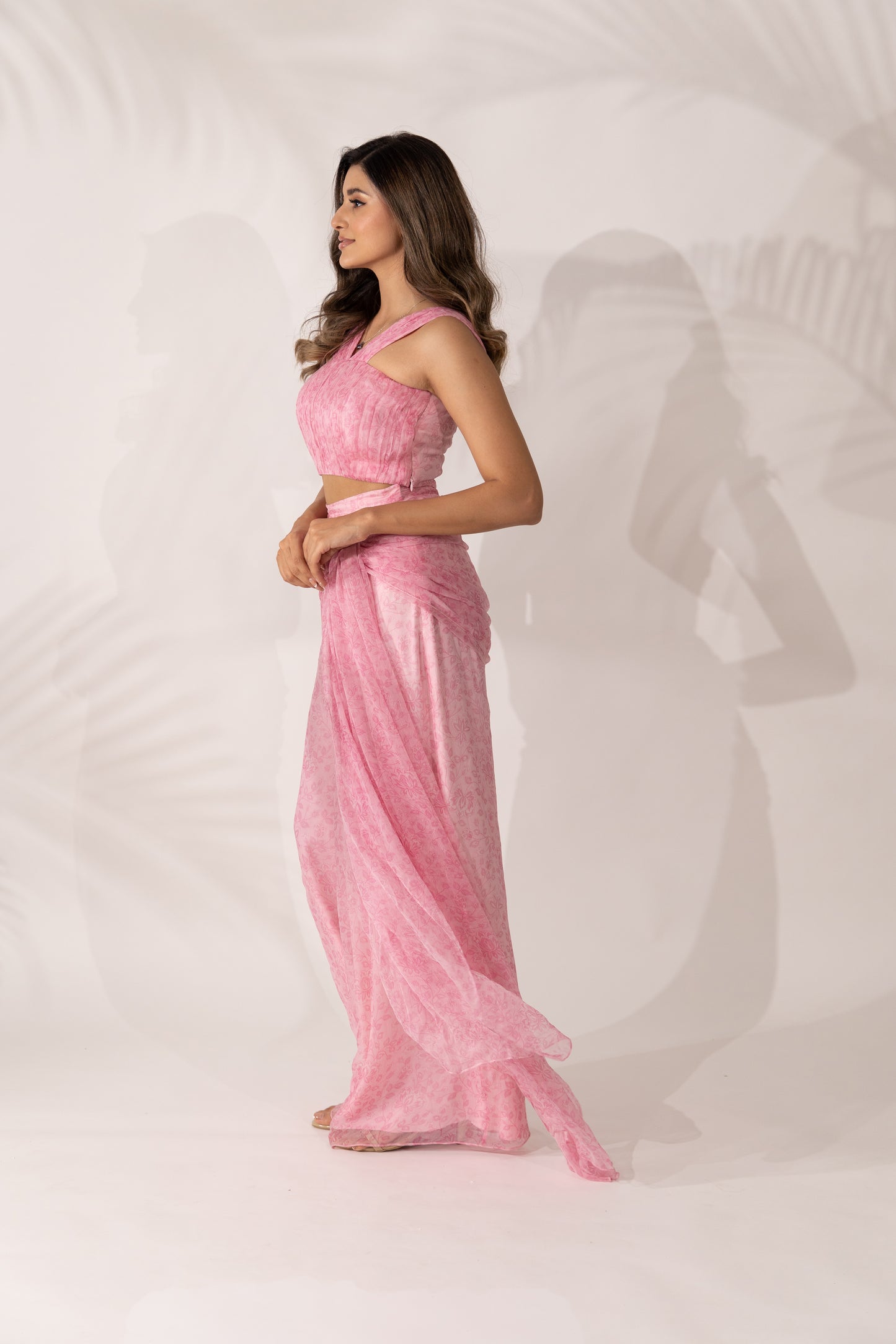 Cherry Blossom Co-Ord with Hand Pleated Crop Top and Tie-up Pants
