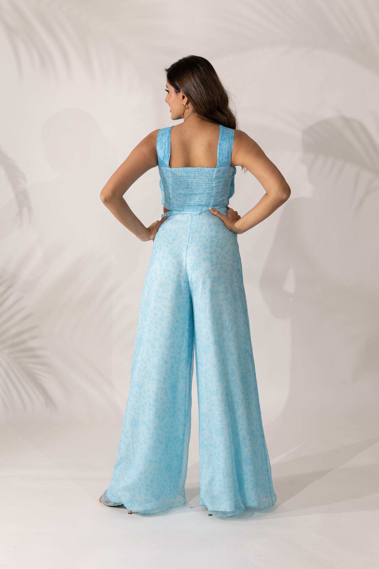 Himalayan Poppy Co-Ord- Hand Pleated bandeau Crop Top with Pants