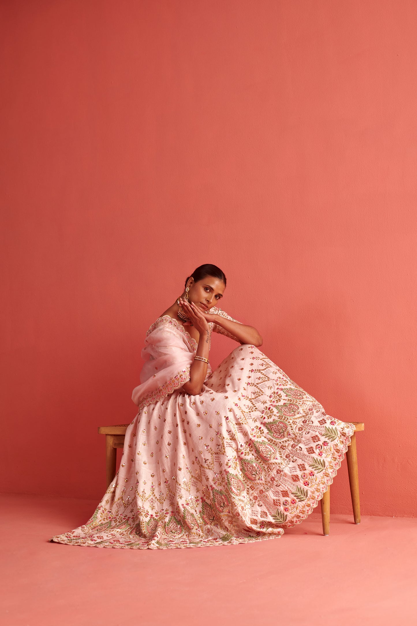 Powdered pink lehenga set