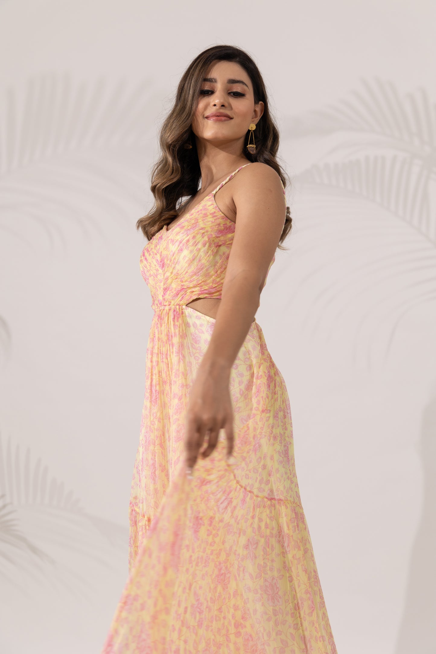 Daffodil Maxi Dress with Braided Straps & Side Cutouts