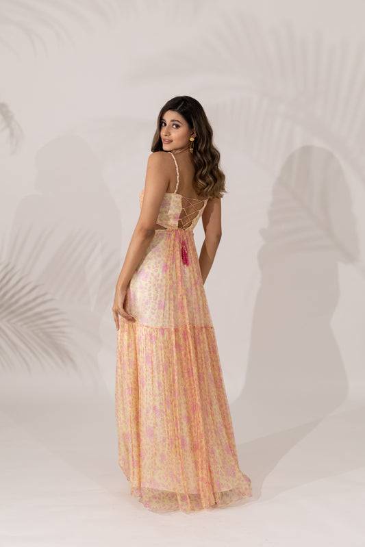 Daffodil Maxi Dress with Braided Straps & Side Cutouts