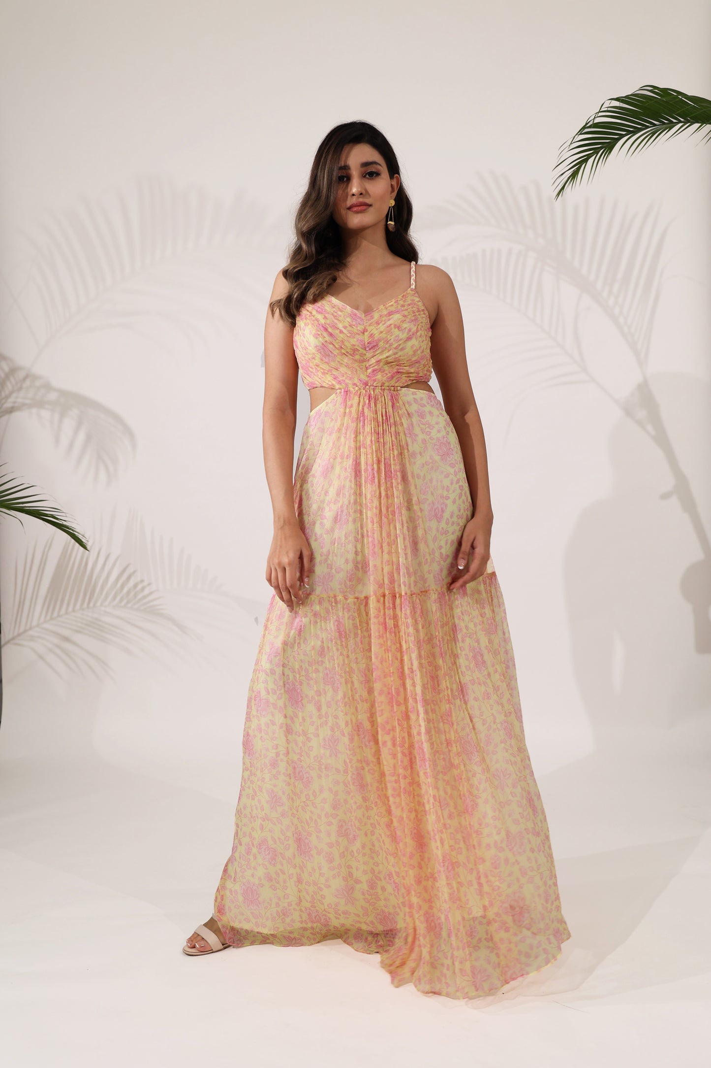 Daffodil Maxi Dress with Braided Straps & Side Cutouts