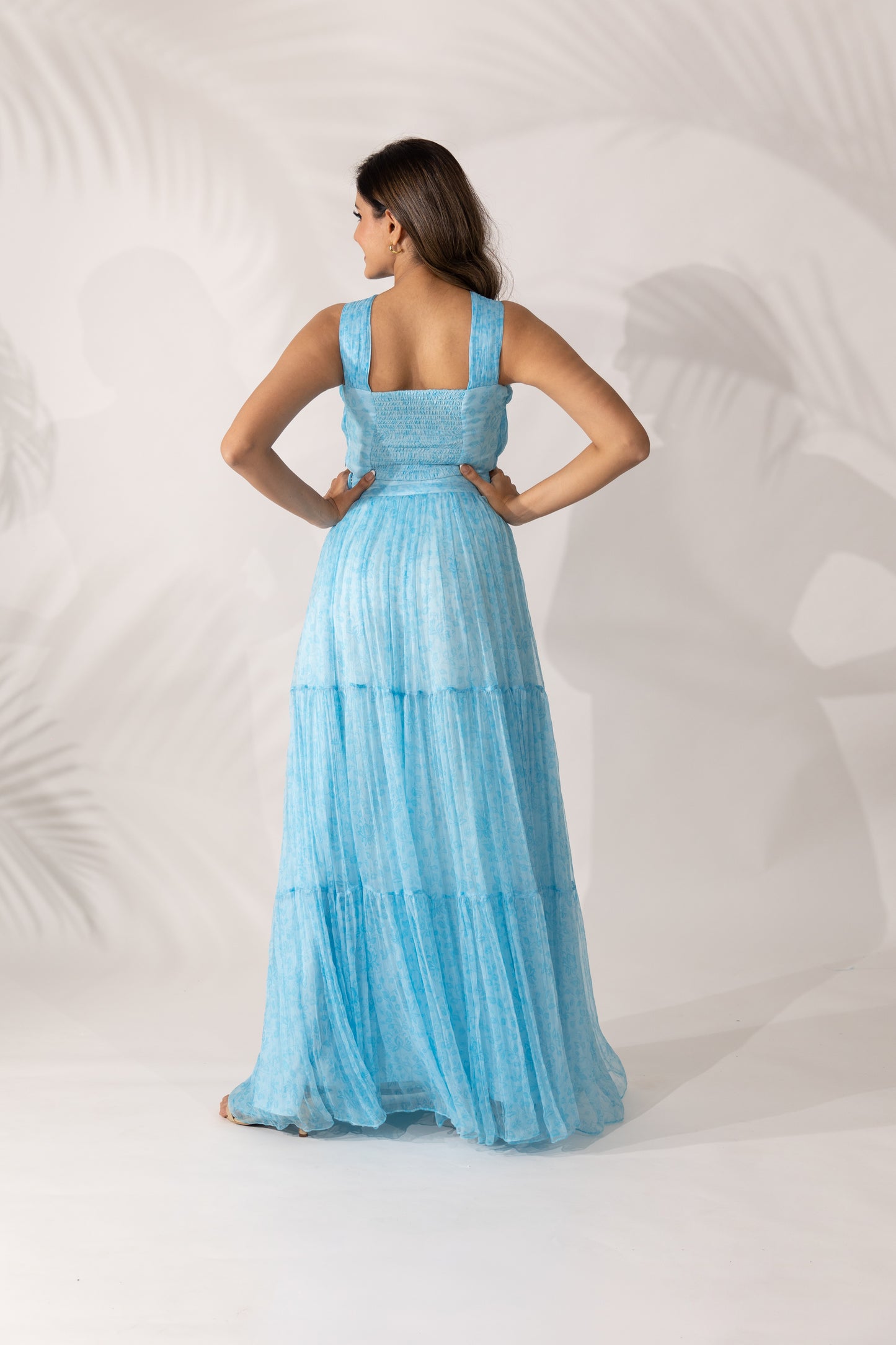 Himalayan Poppy Pleated bandeau Crop Top and Skirt Set