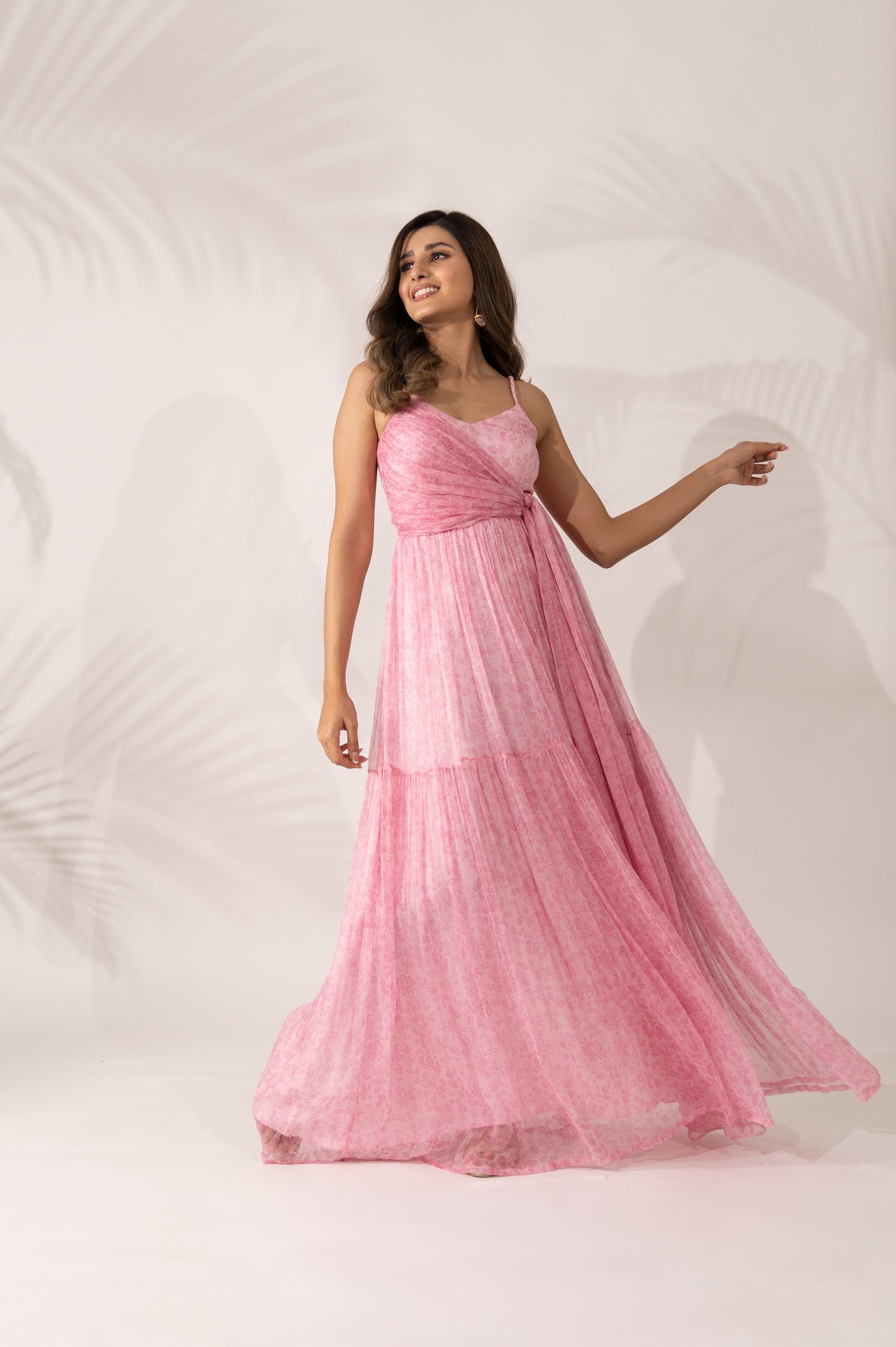 Cherry Blossom Maxi Dress with Braided Straps