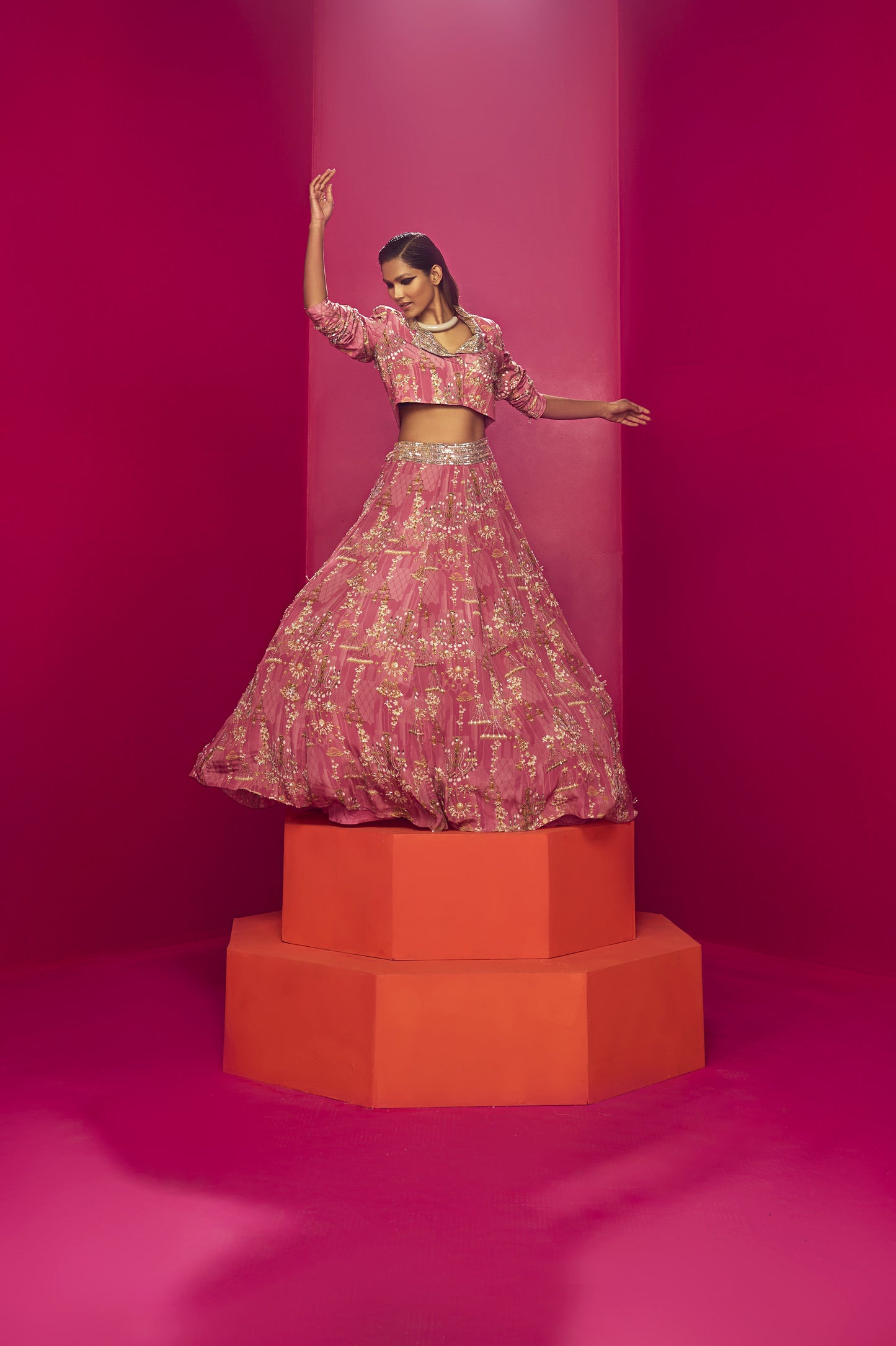 Crop Jacket Lehenga Set