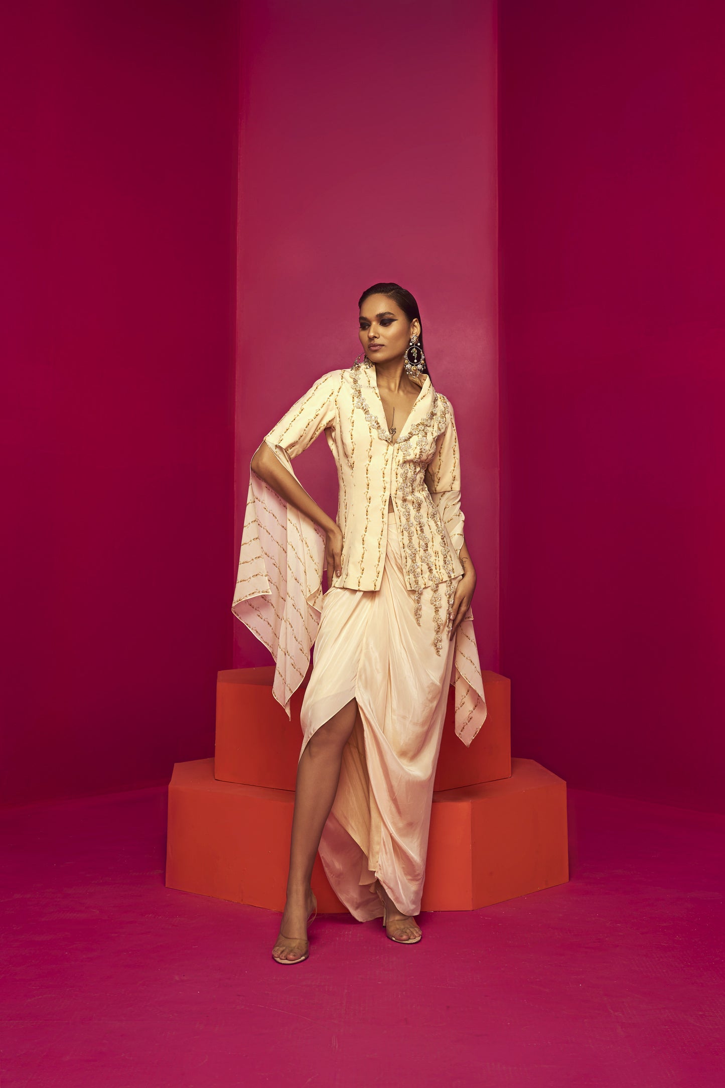 Ivory Dhoti Blazer Set