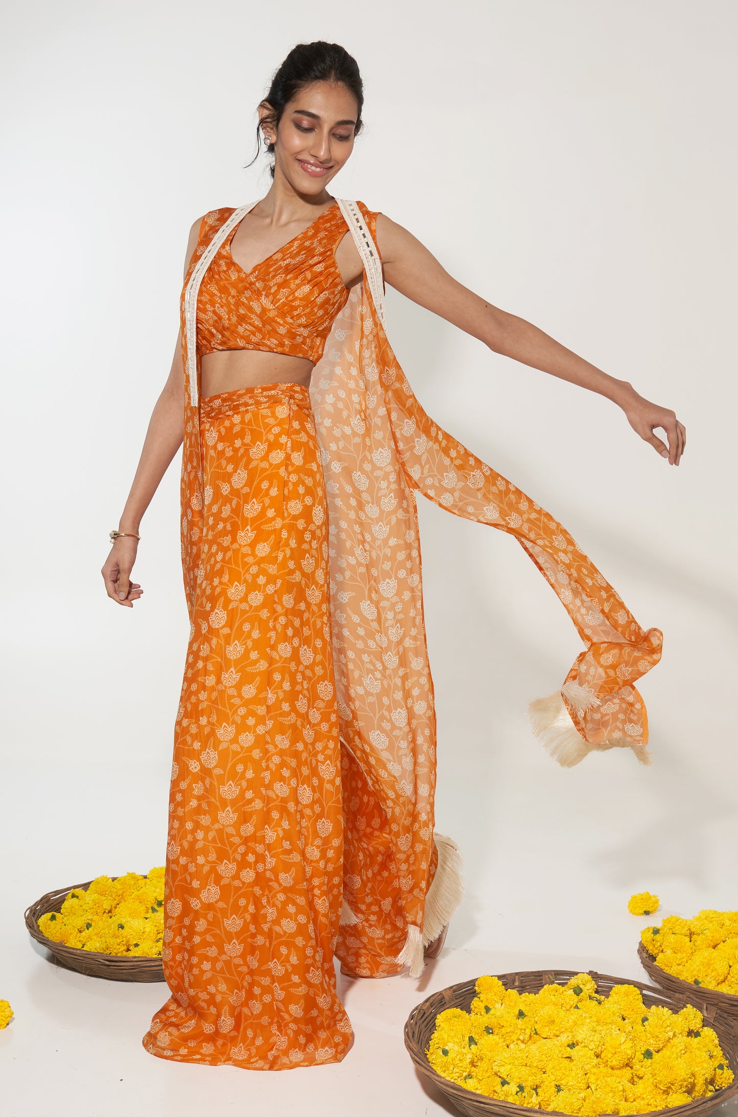 Orange & White Cape Set