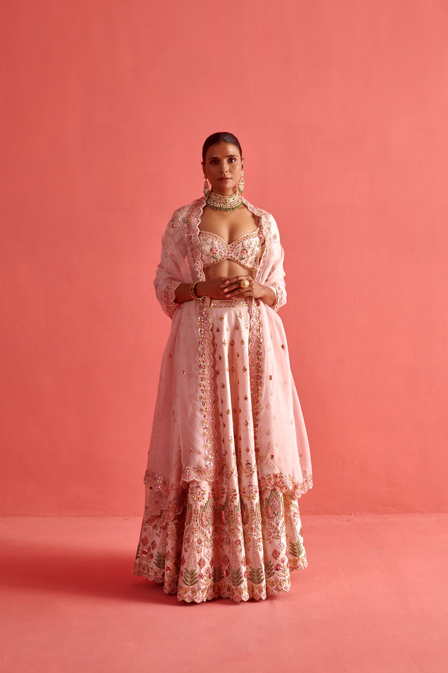 Powdered pink lehenga set