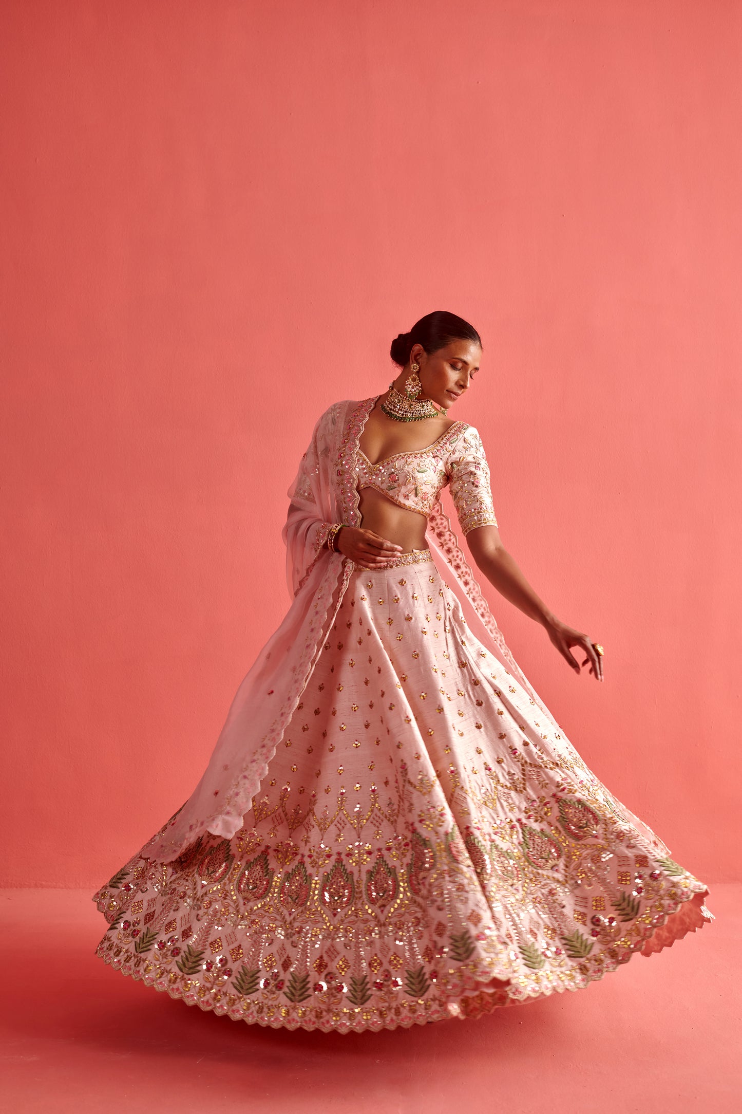 Powdered pink lehenga set