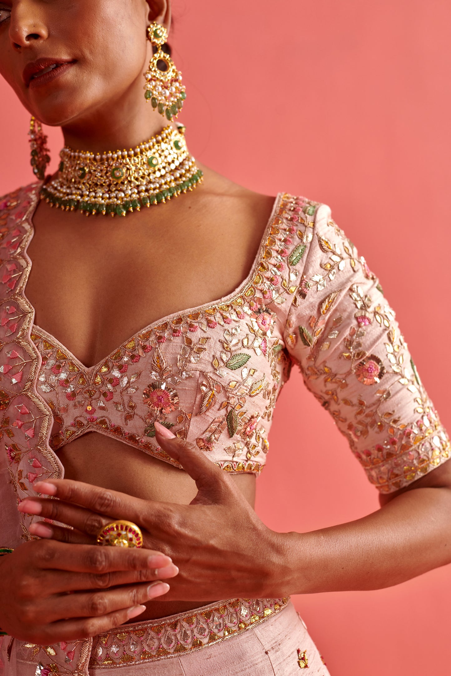 Powdered pink lehenga set