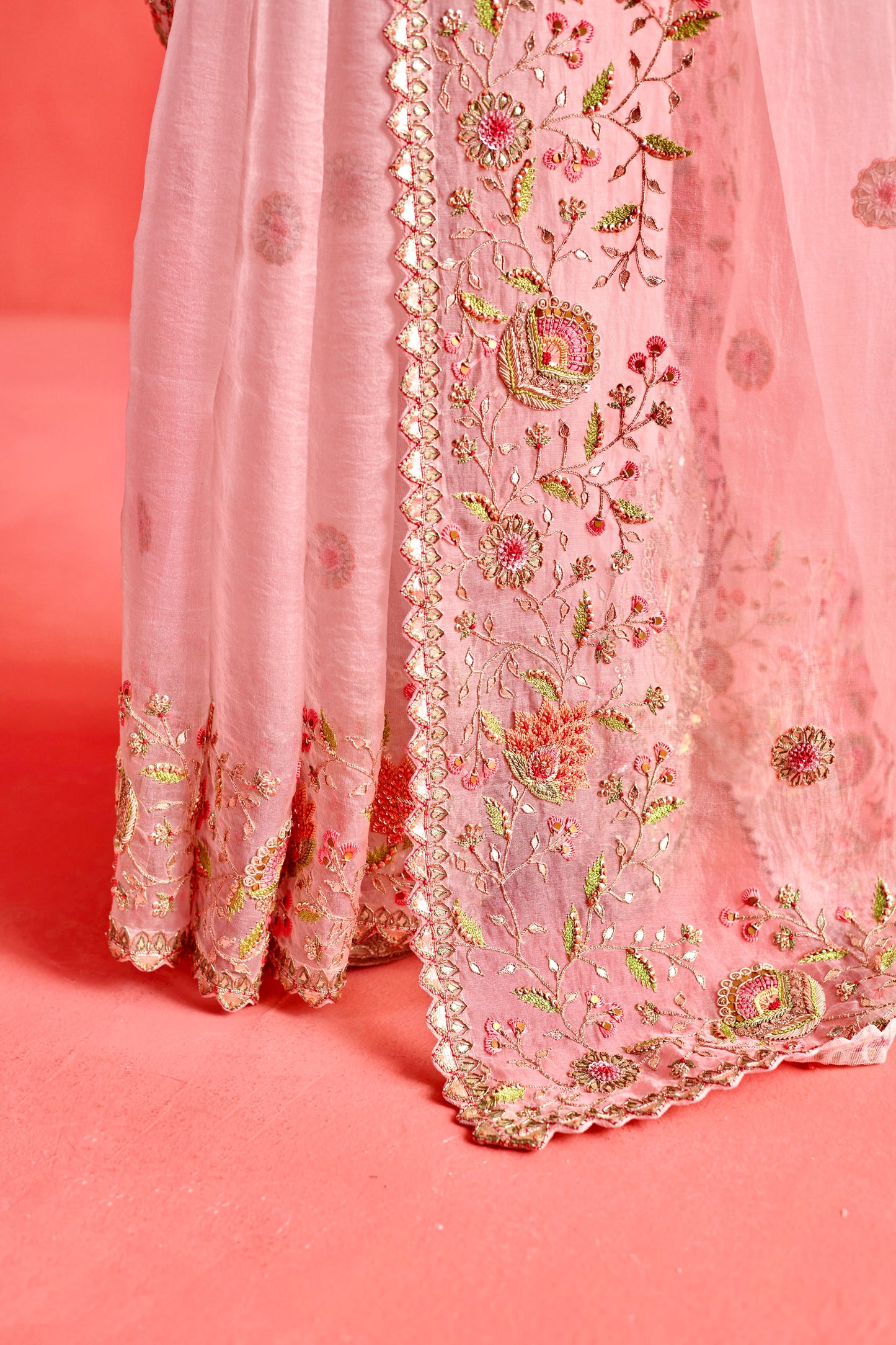 Powdered Pink Saree Set