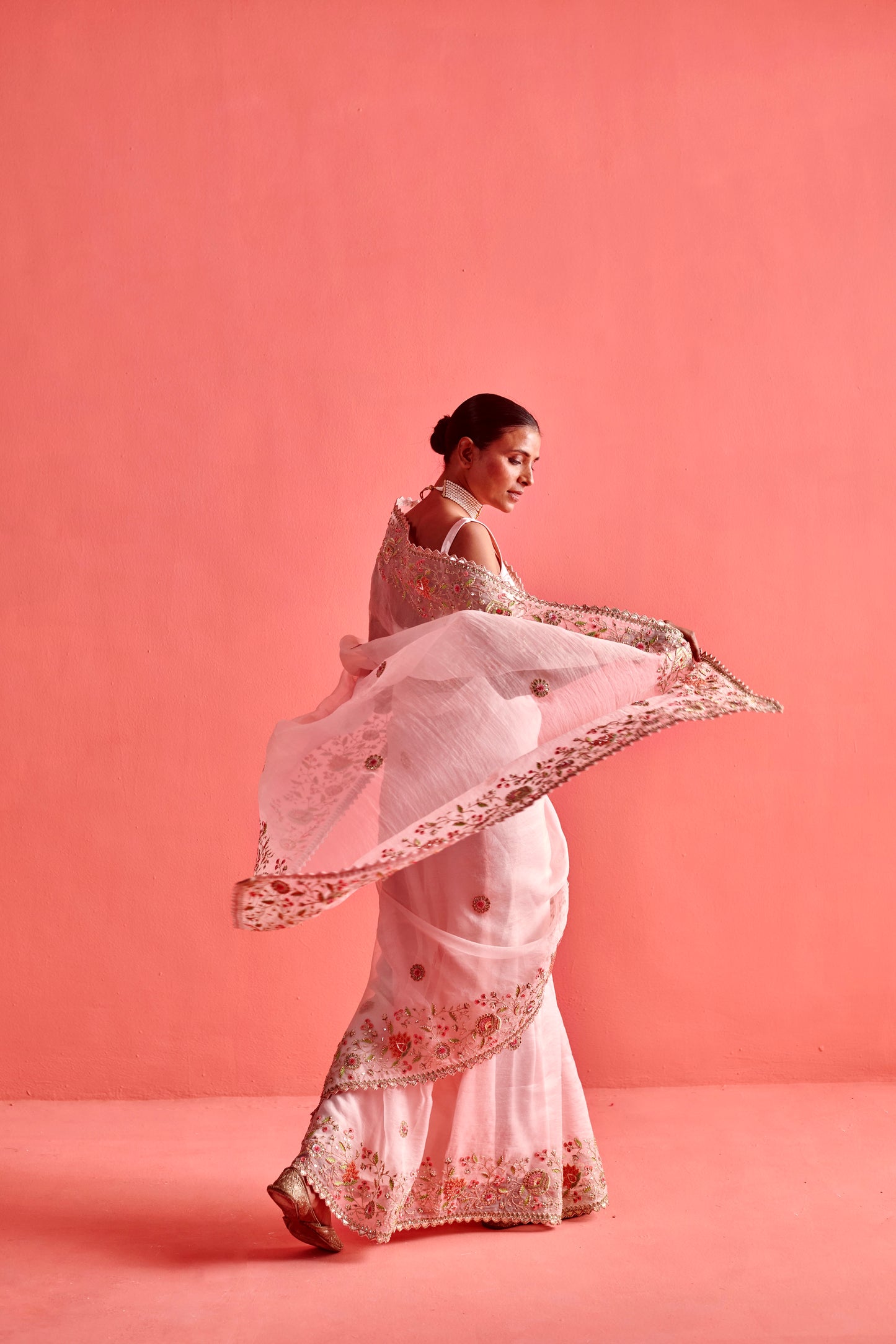 Powdered Pink Saree Set