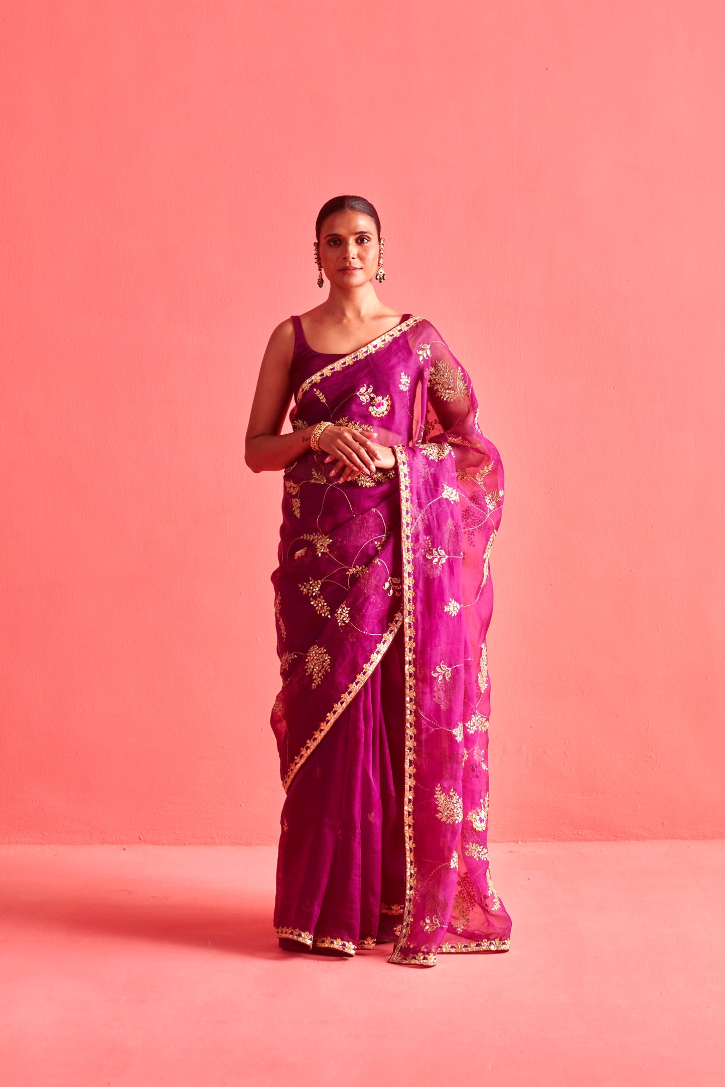 Magenta Saree Set