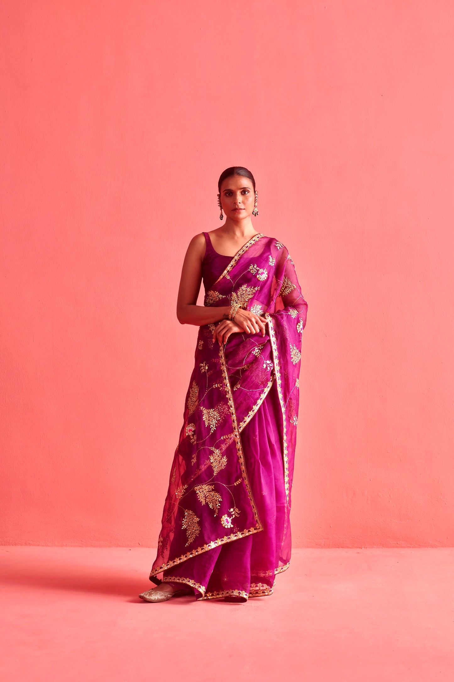 Magenta Saree Set