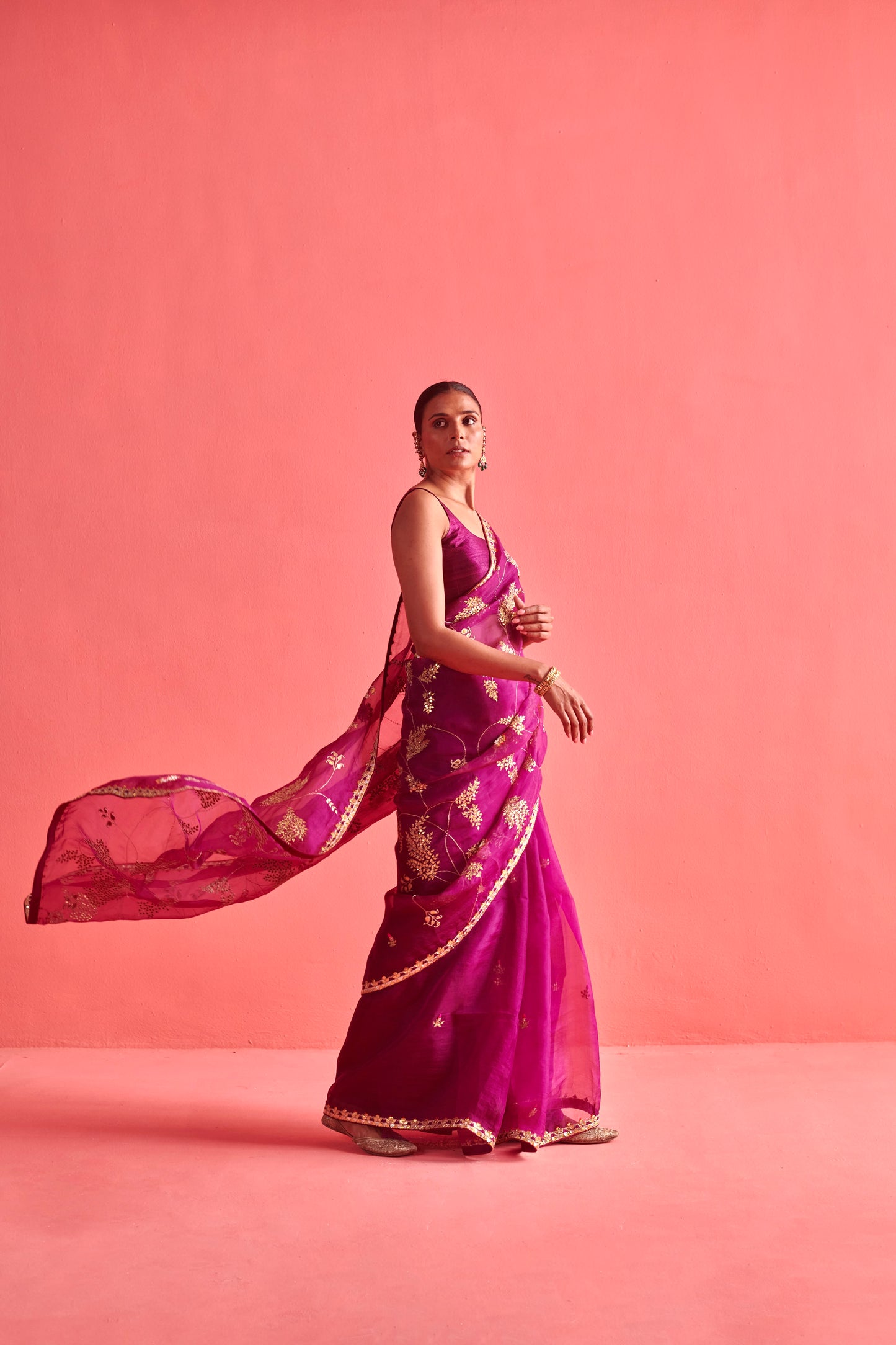 Magenta Saree Set