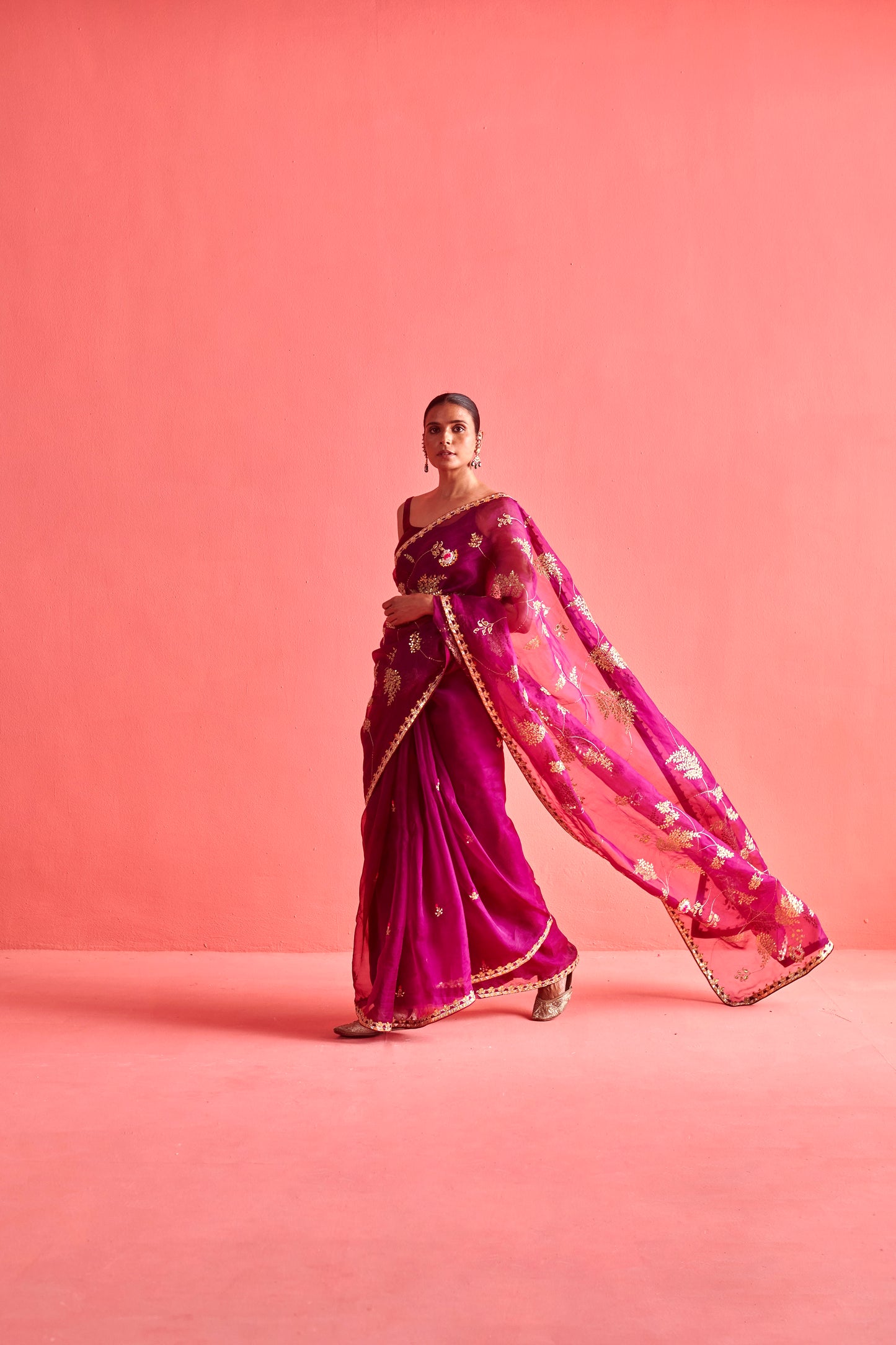 Magenta Saree Set