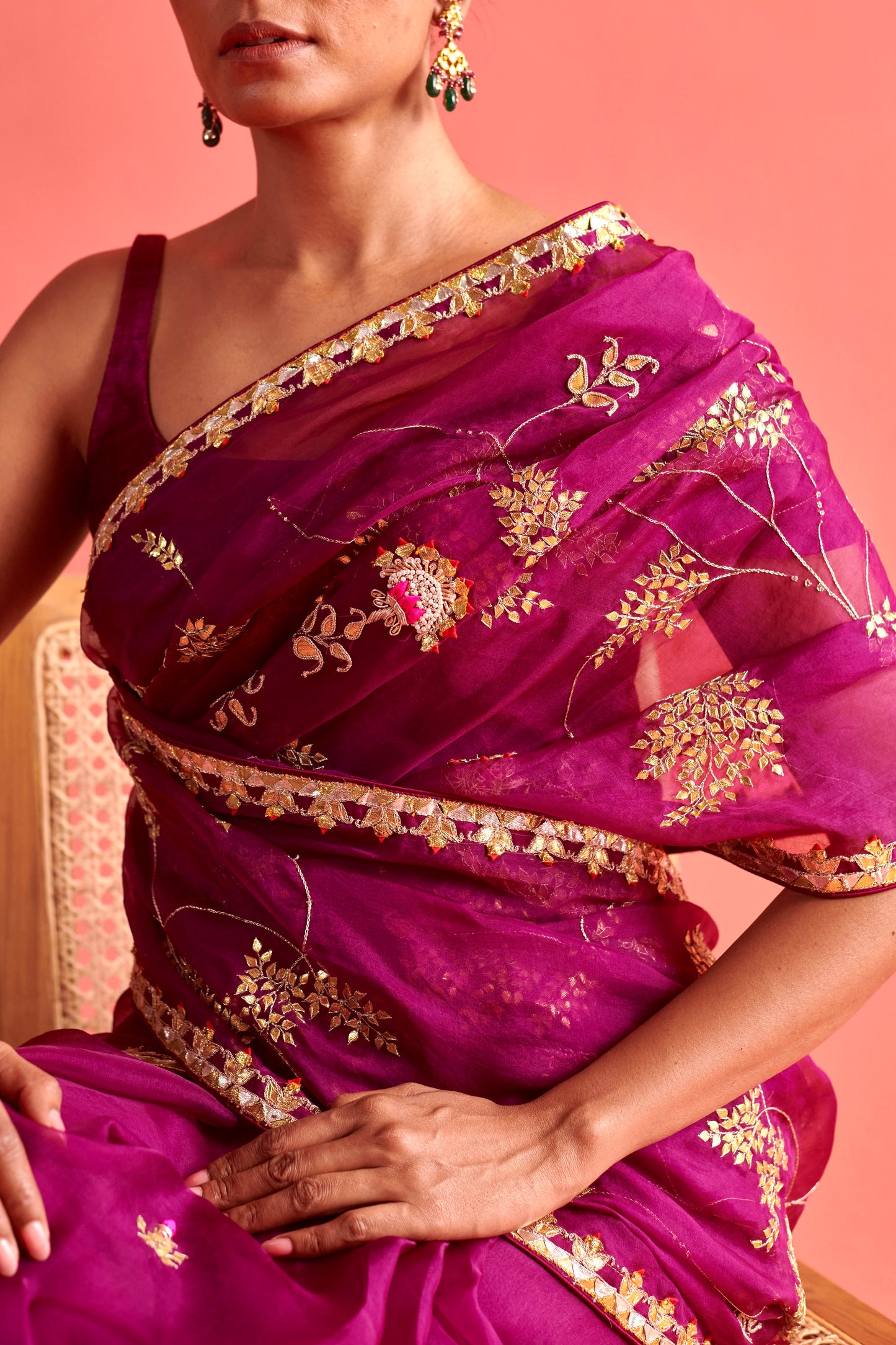 Magenta Saree Set