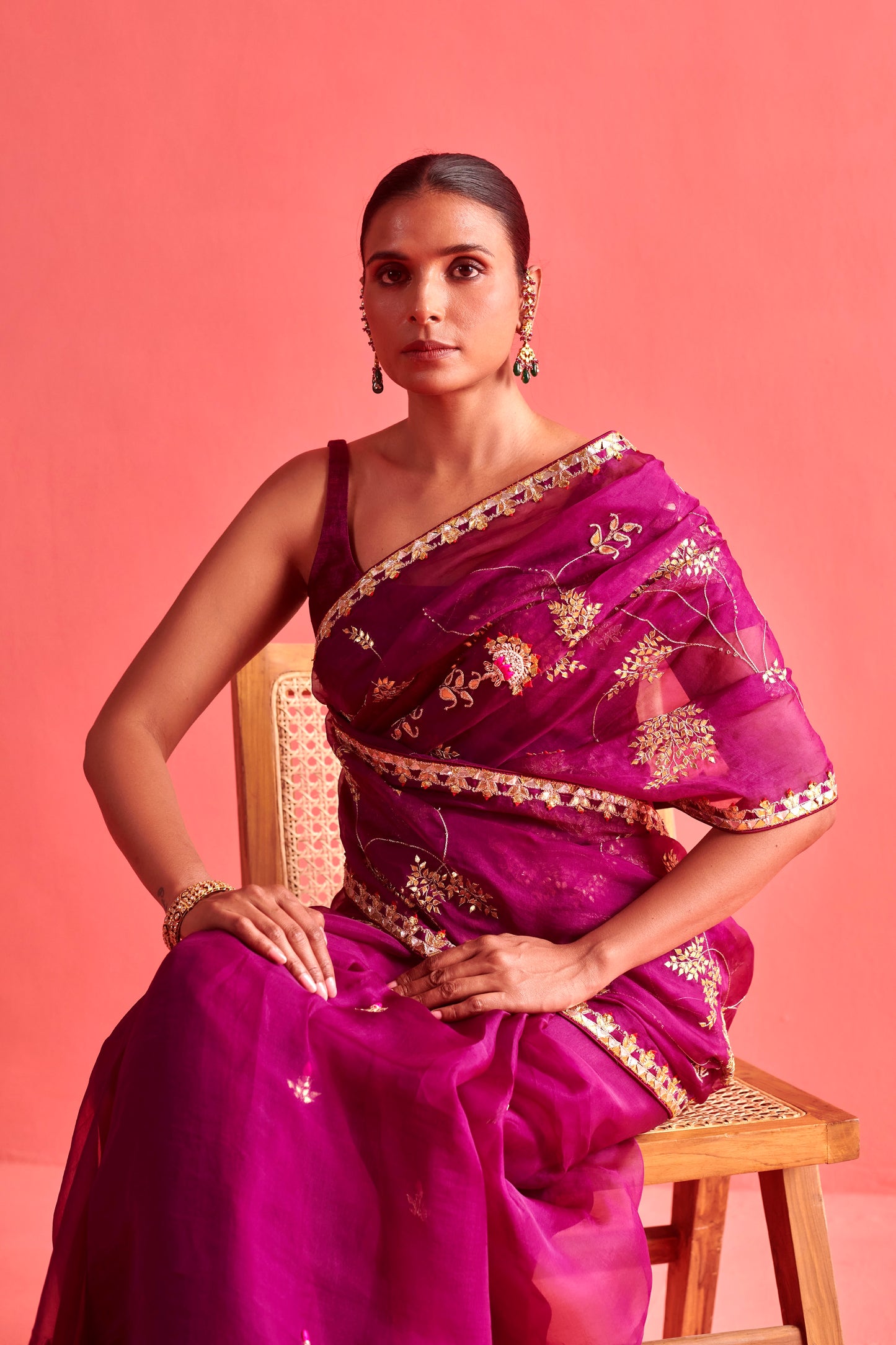 Magenta Saree Set