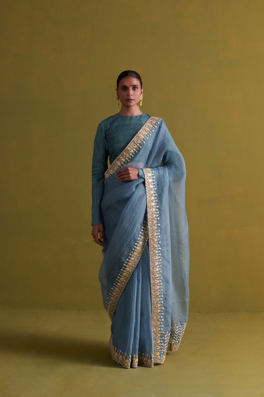 Marine Blue Saree Set