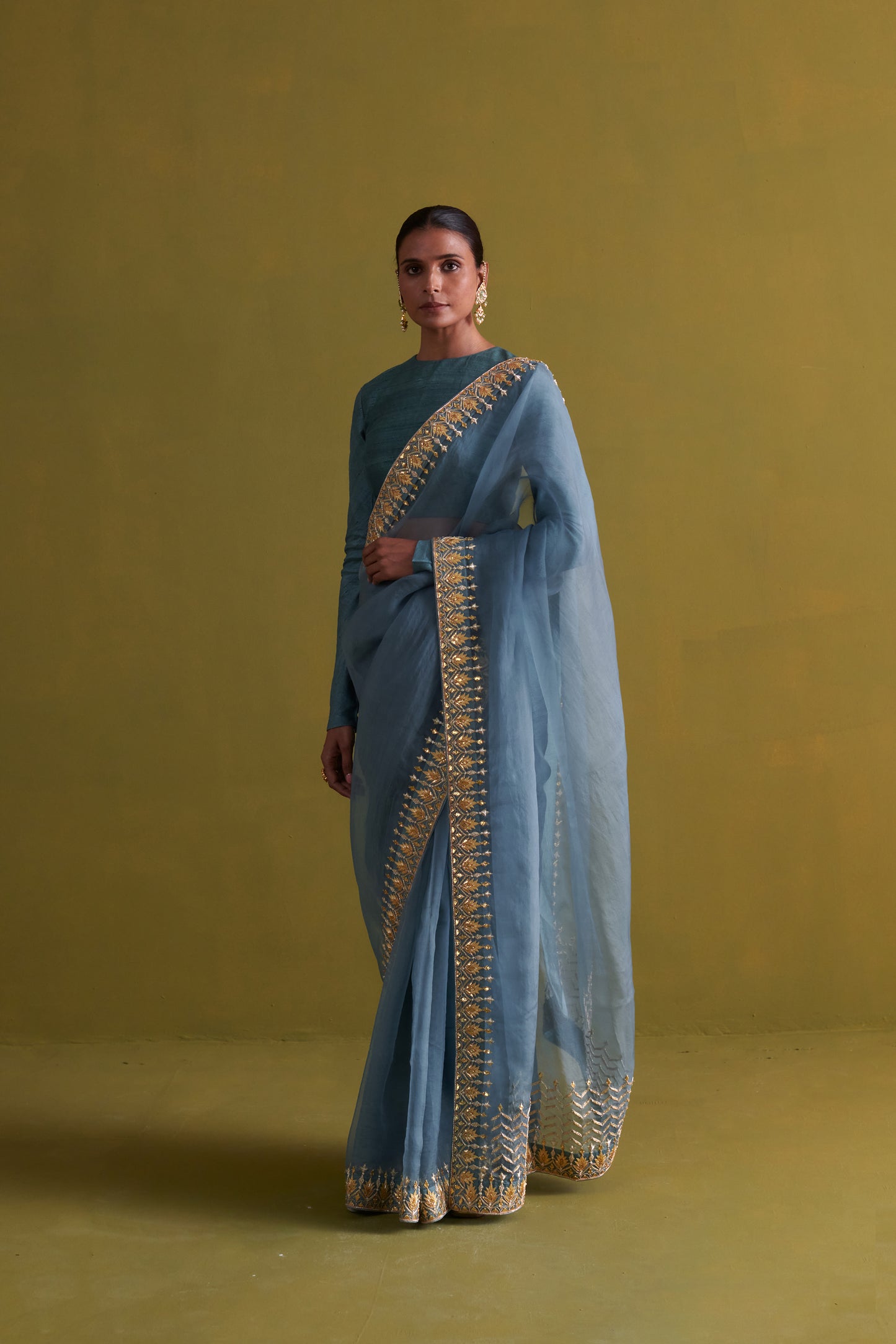 Marine Blue Saree Set