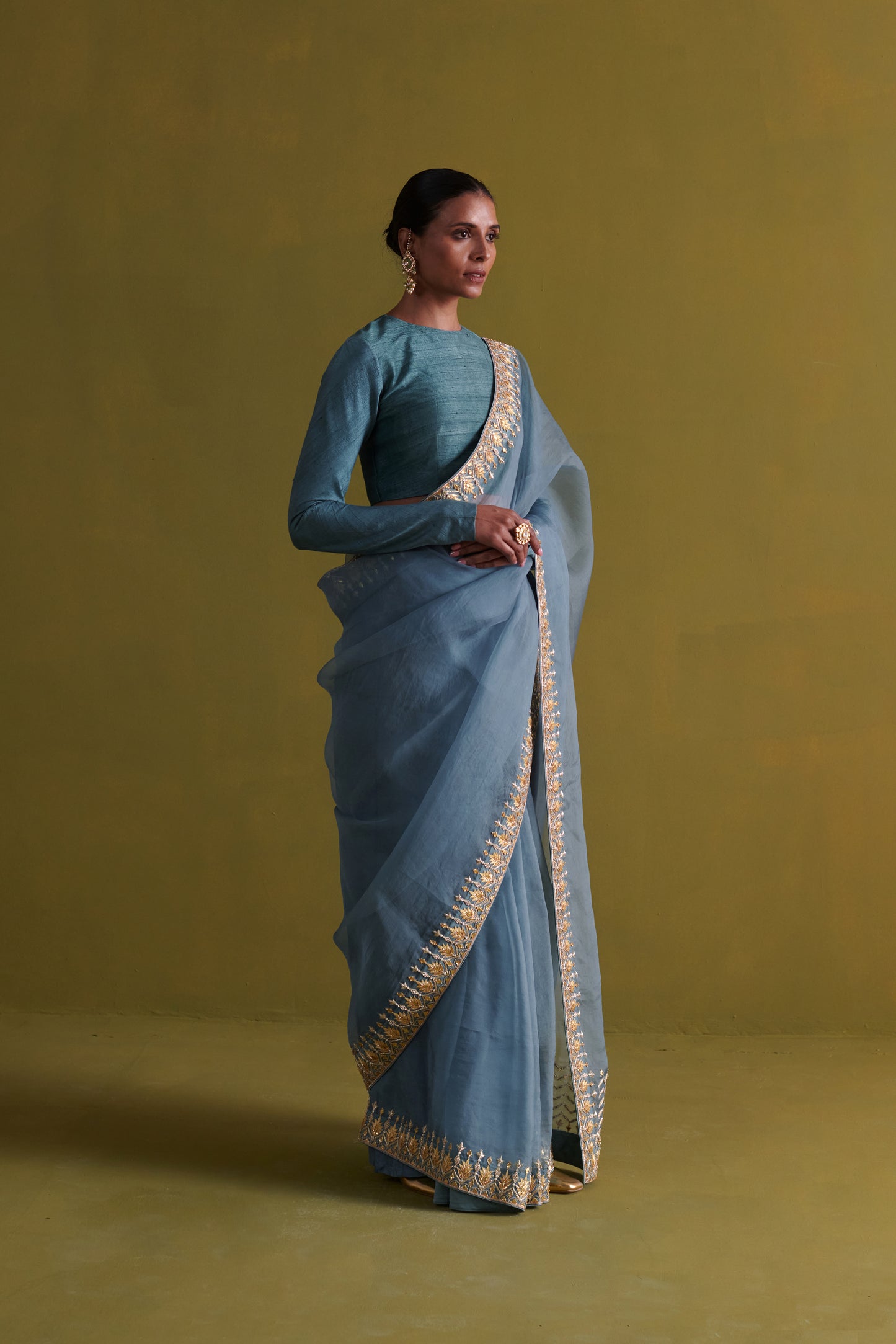 Marine Blue Saree Set