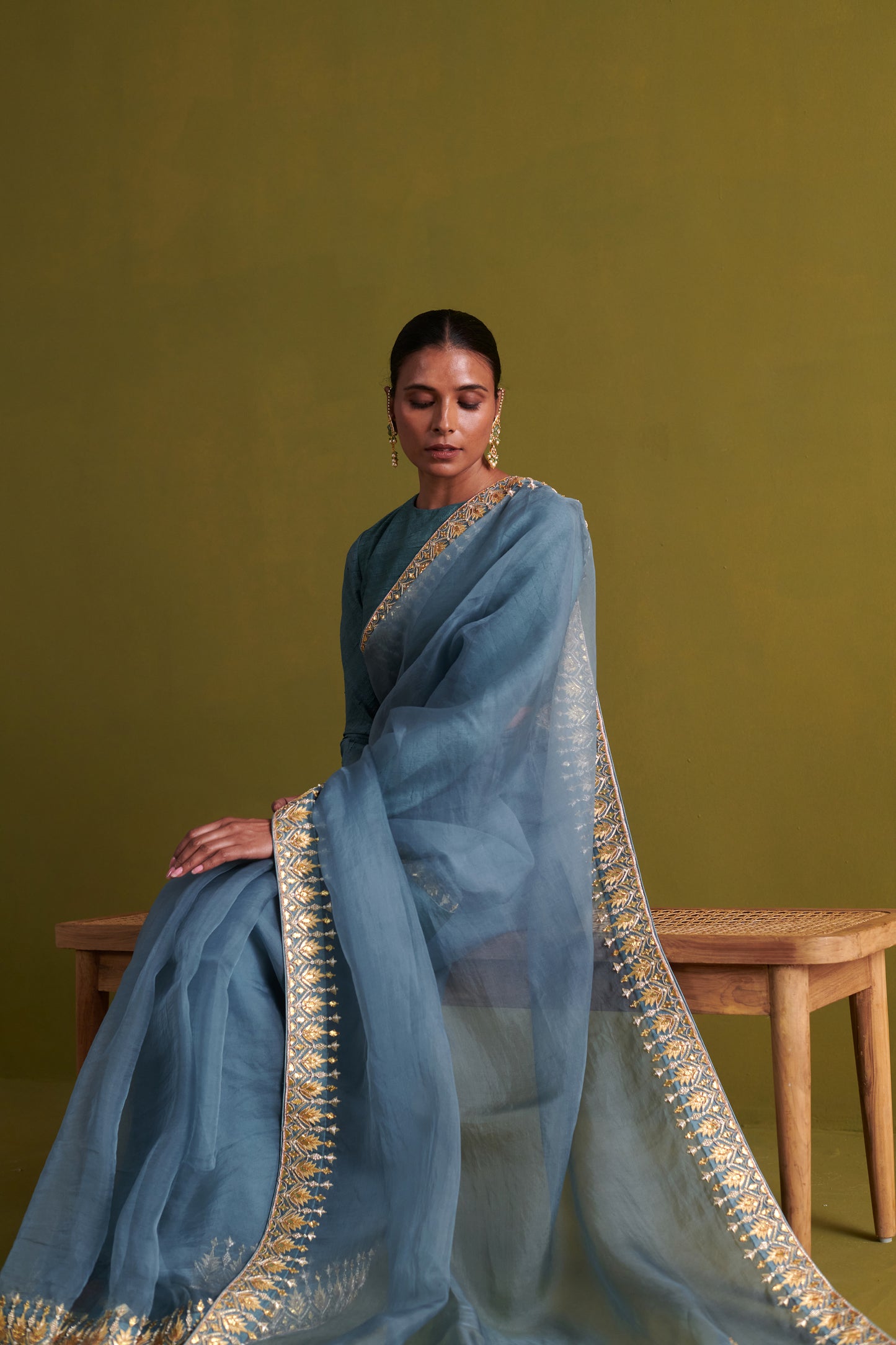 Marine Blue Saree Set