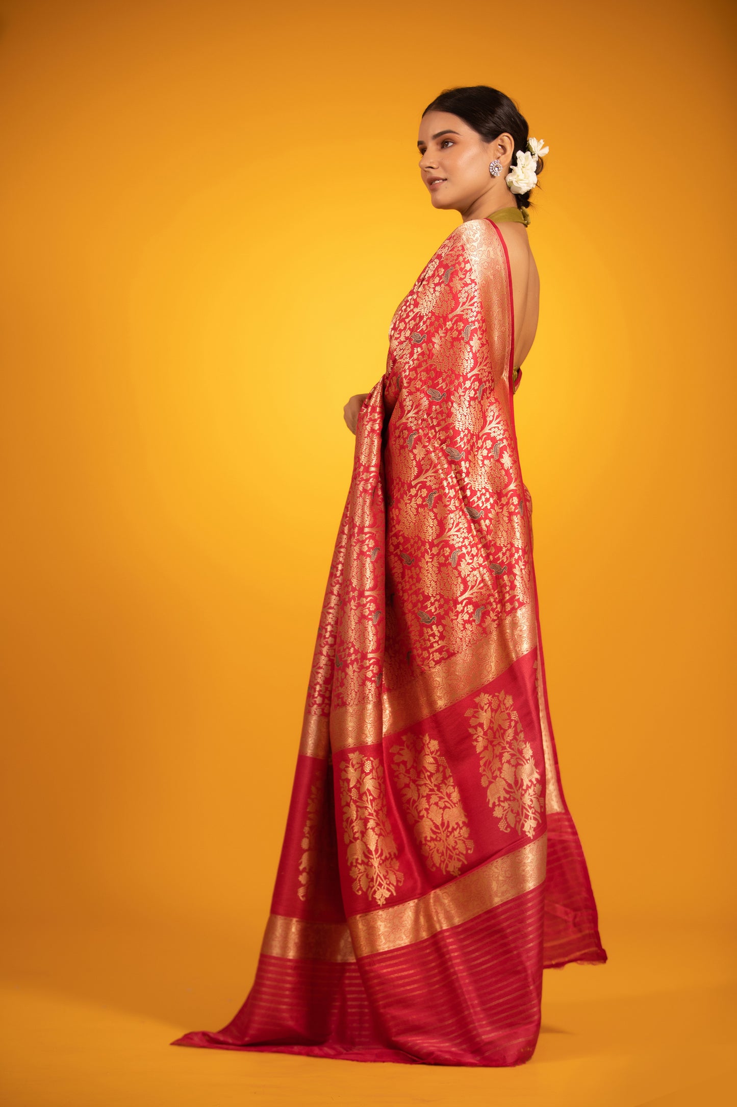 Pink Banarasi Satin Silk Saree