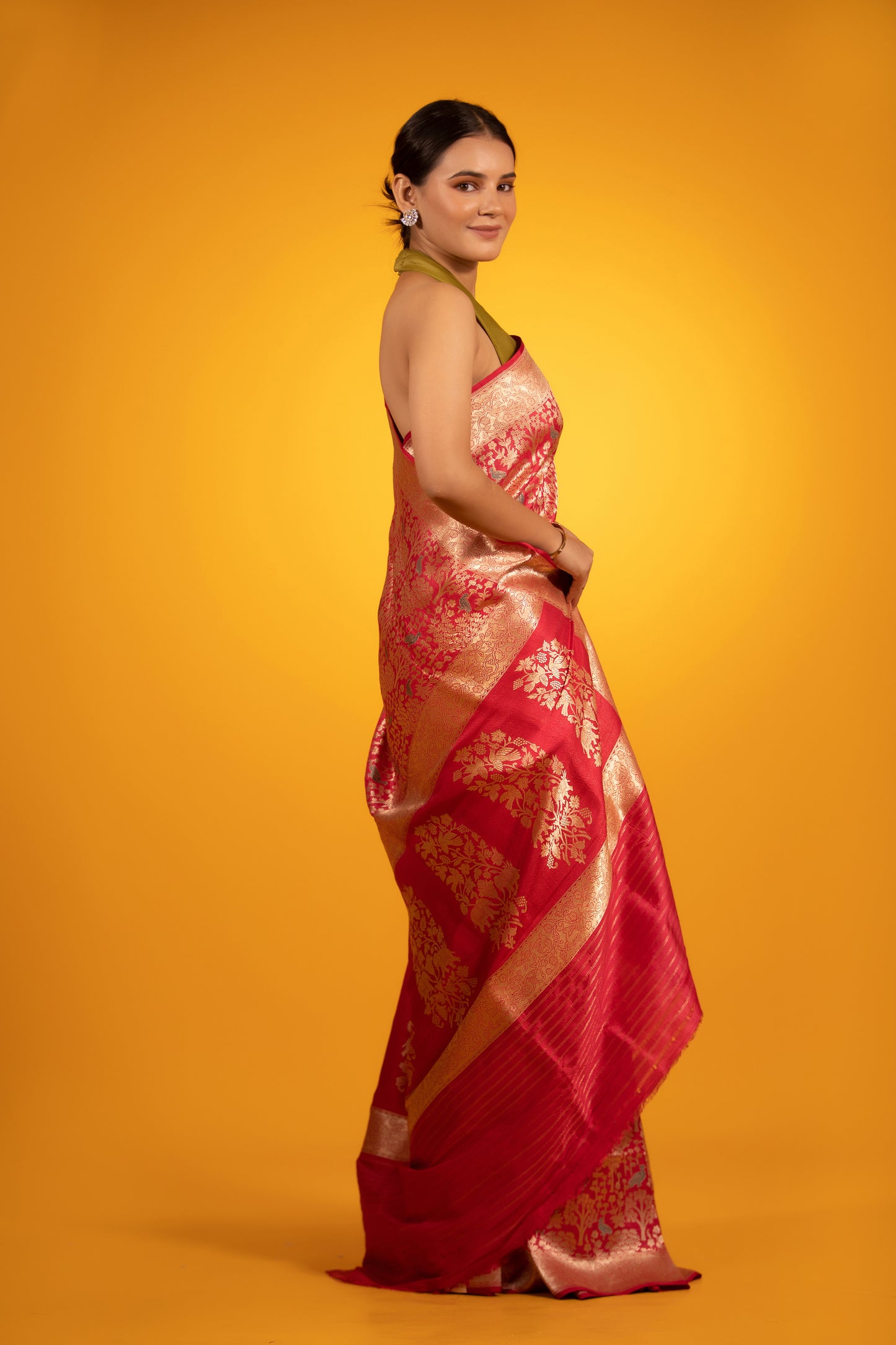 Pink Banarasi Satin Silk Saree