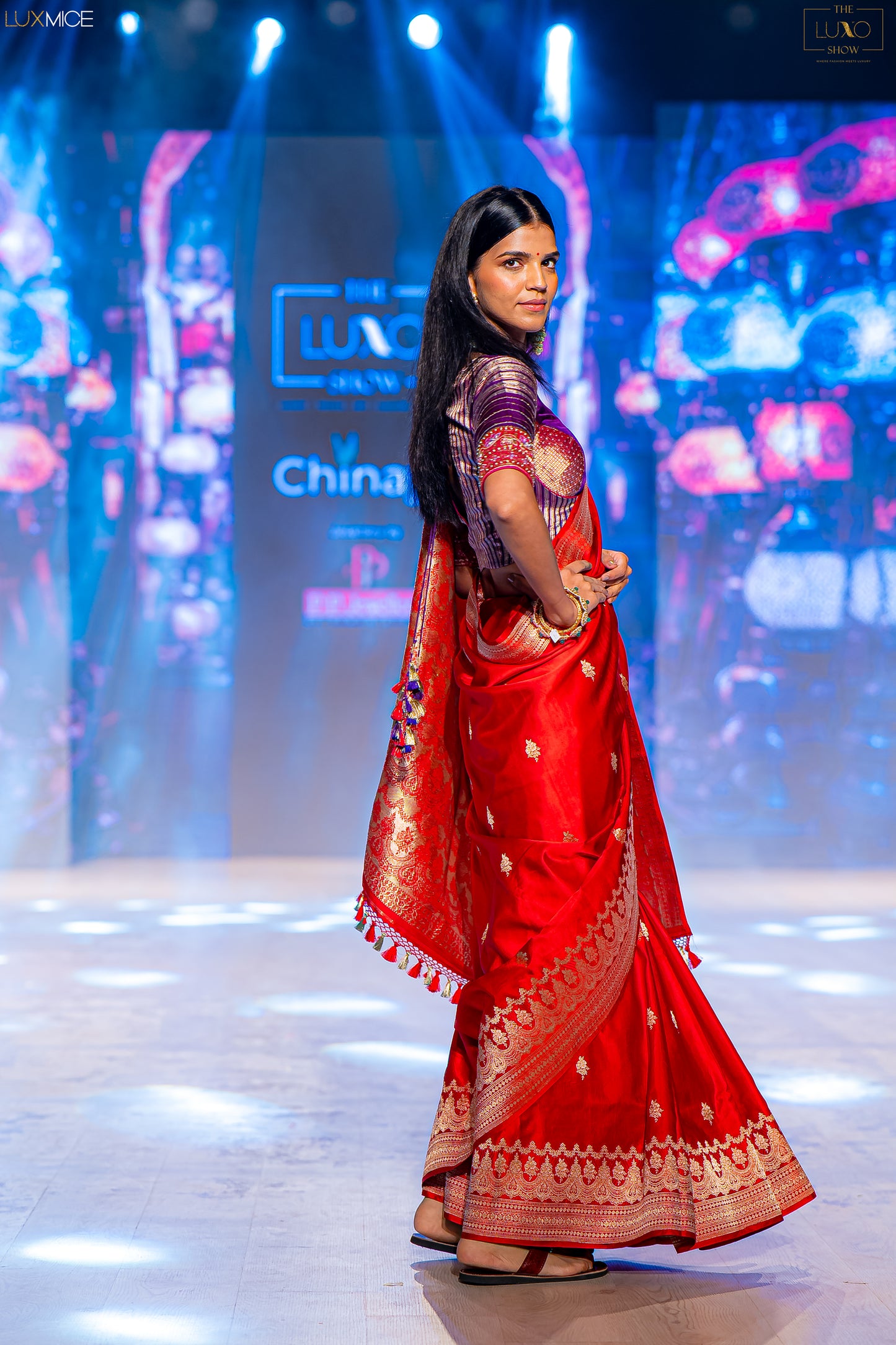 Red Banarasi Satin Silk Saree