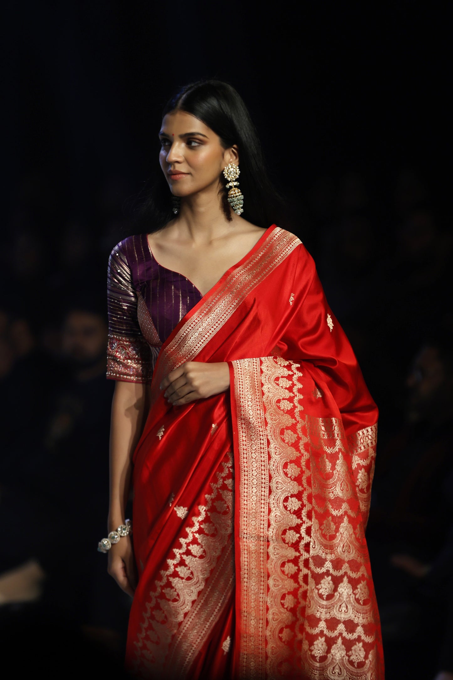 Red Banarasi Satin Silk Saree