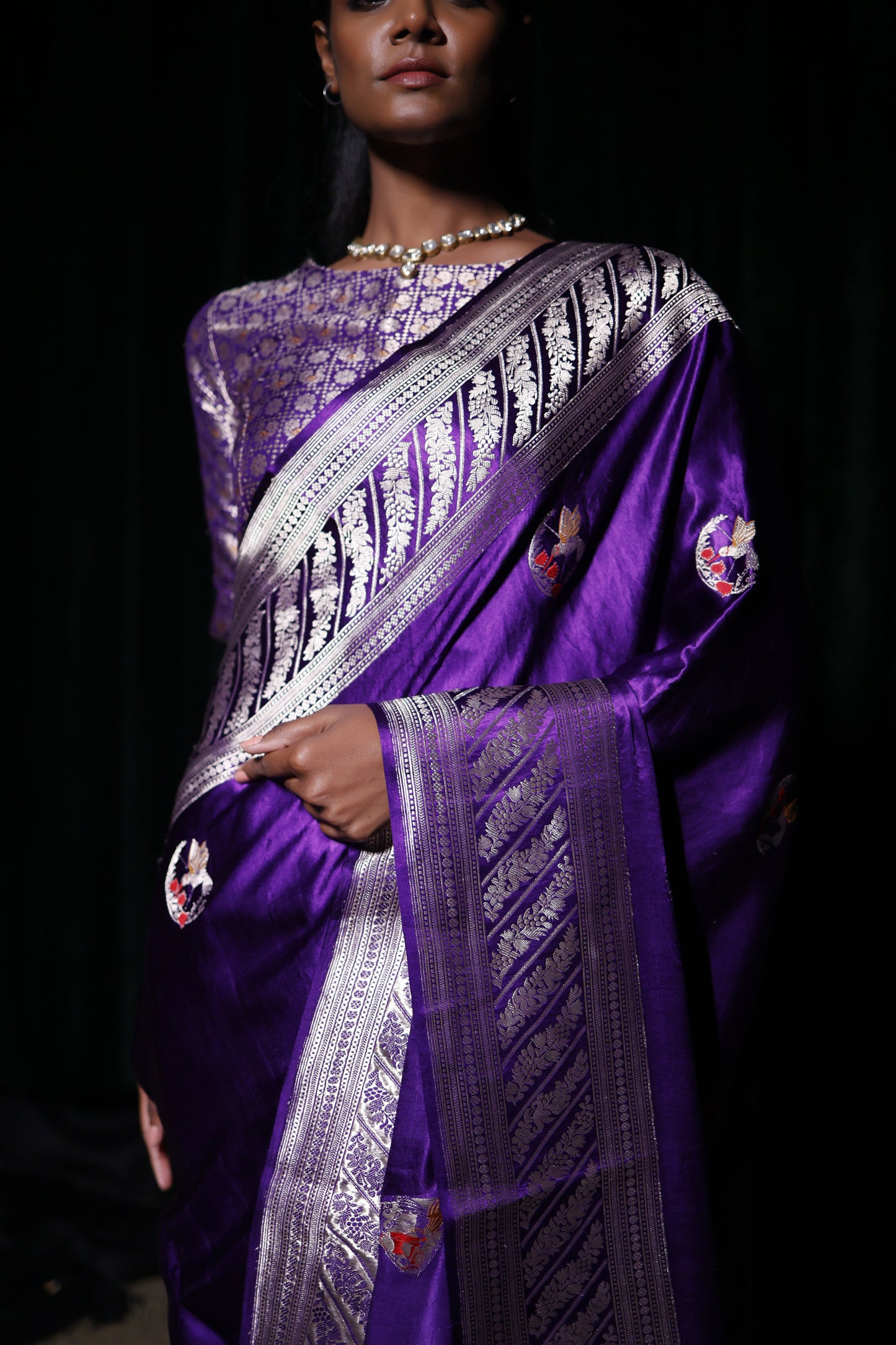 Zari Handwoven Meenakari Saree