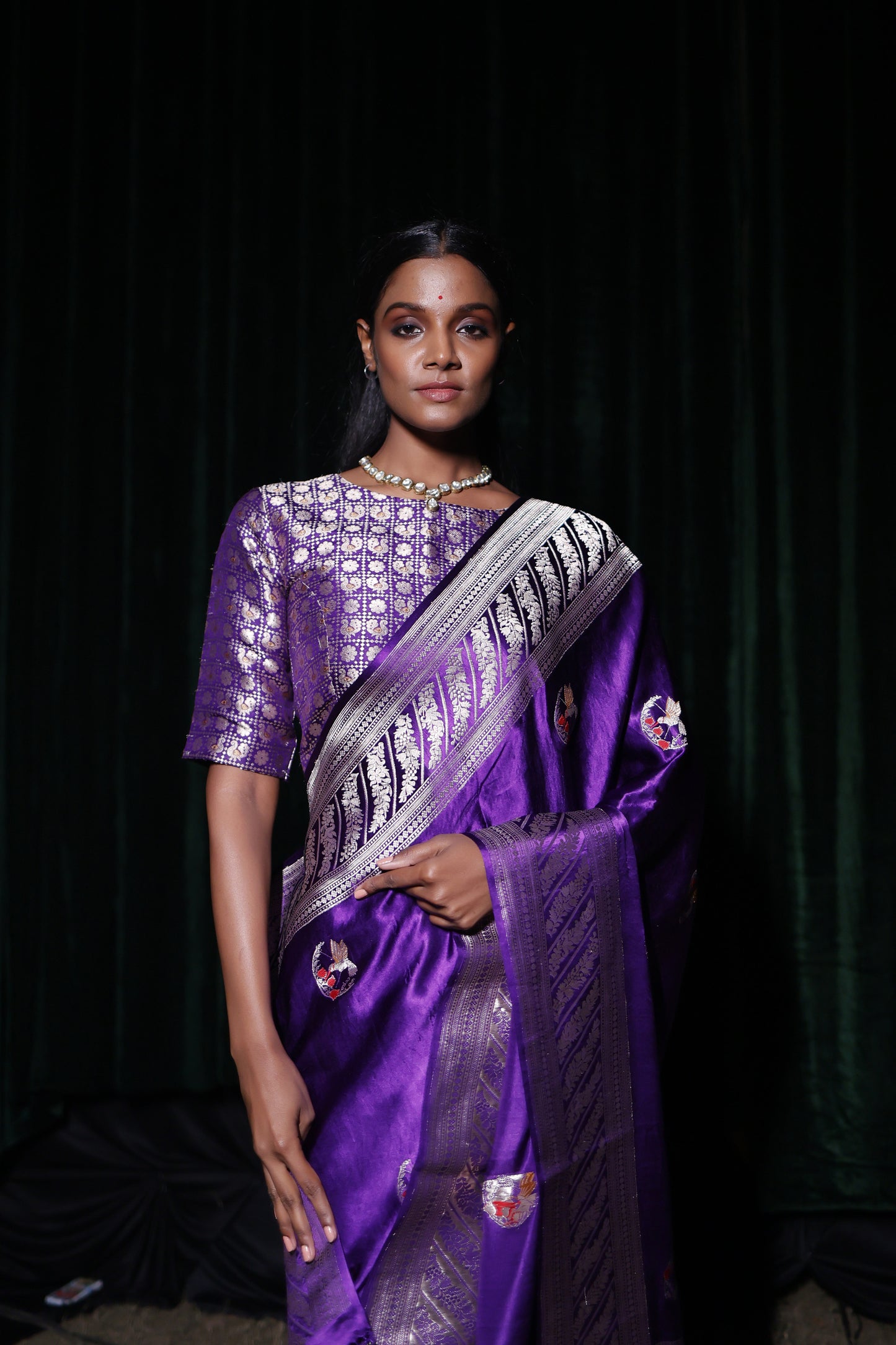 Zari Handwoven Meenakari Saree