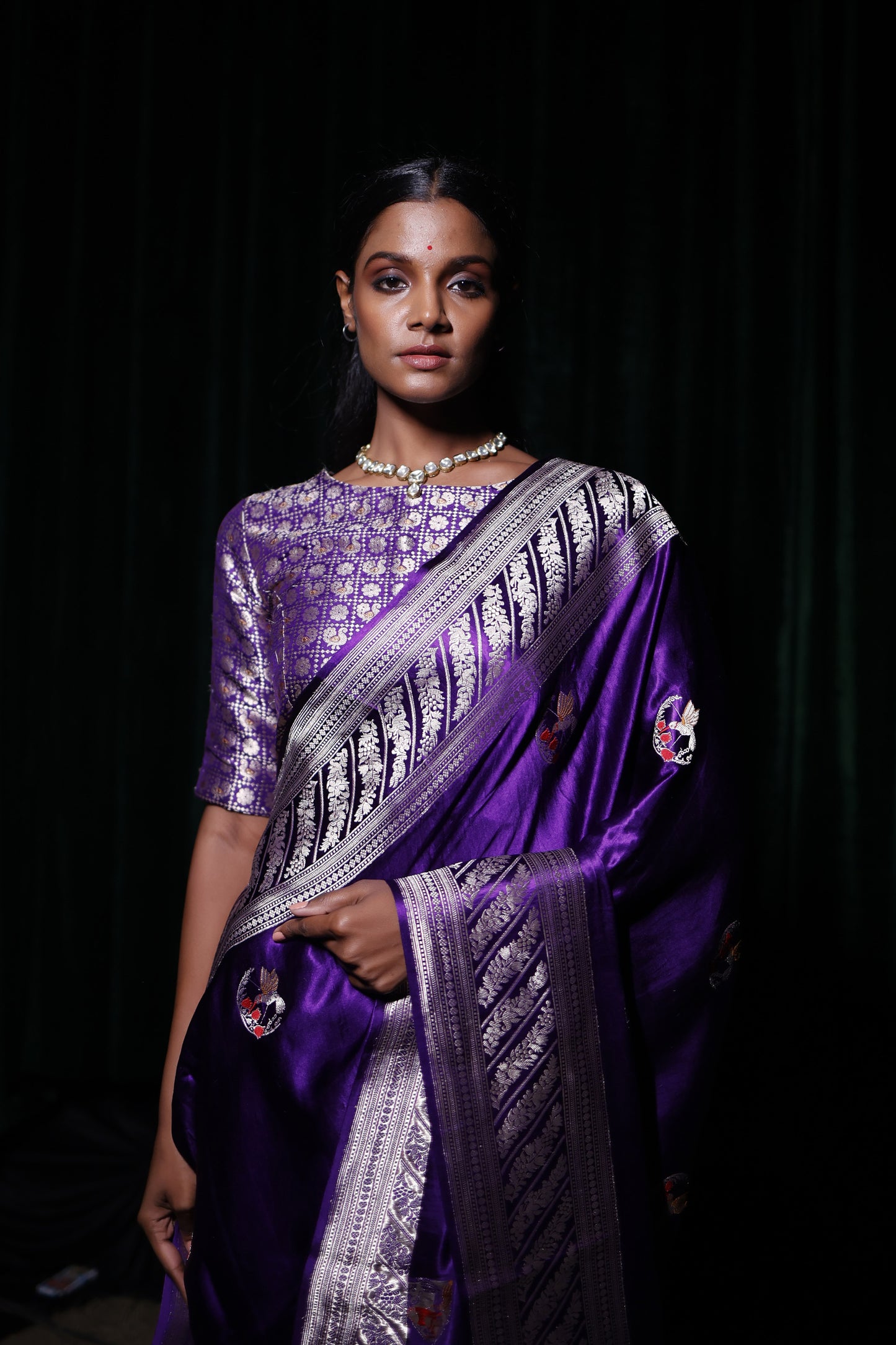 Zari Handwoven Meenakari Saree